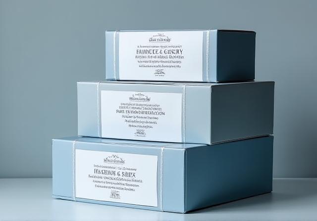 Custom designed shipping labels on high-end packaging